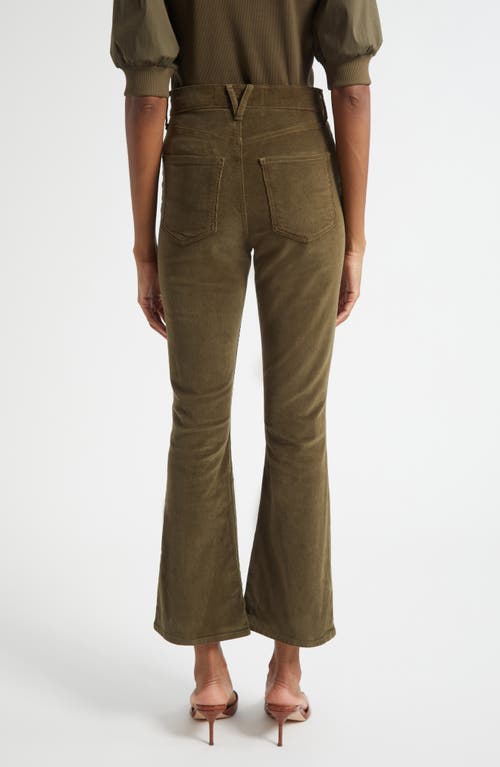Veronica Beard Carson High Waist Ankle Flare Leg Corduroy Pants In Green