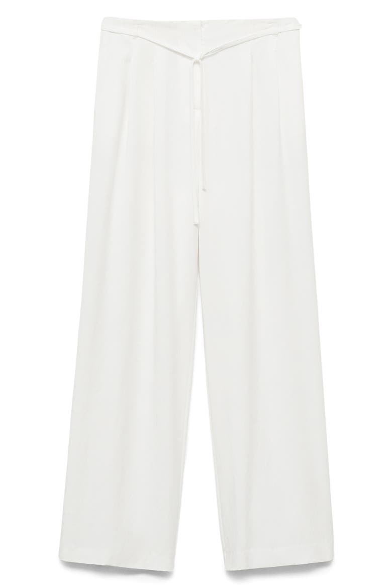 Tie Belt Wide Leg Pants, Alternate, color, WHITE