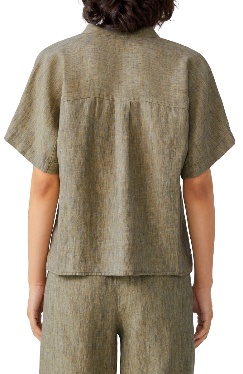 Eileen Fisher Mandarin Collar Organic Linen Shirt, Alternate, color, 