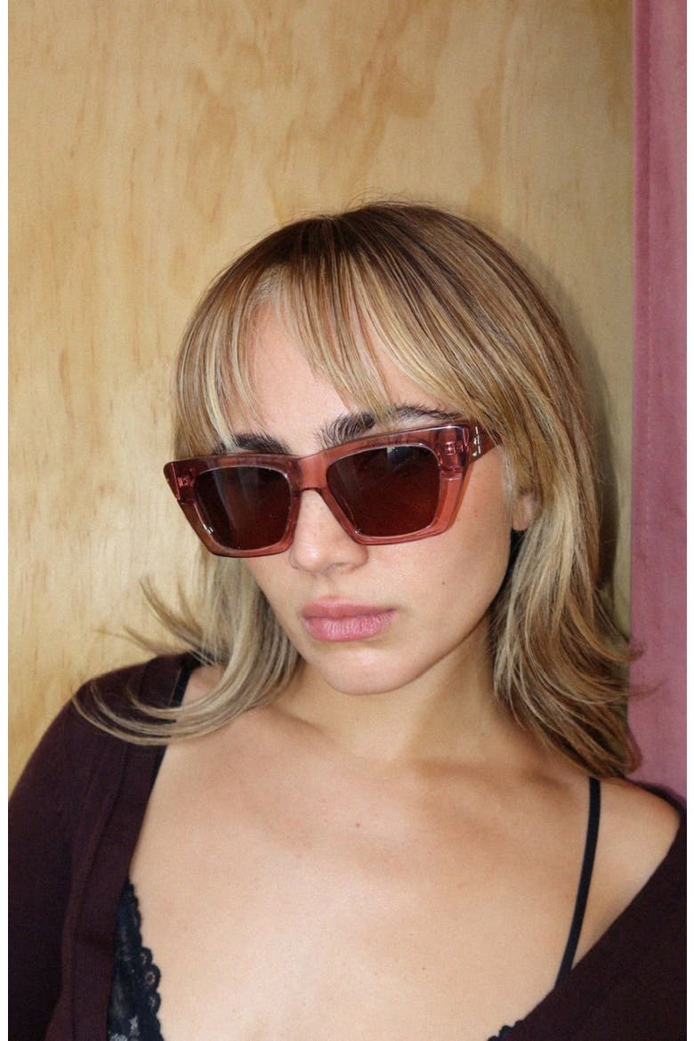 Uptown Square Polarized Sunglasses, Alternate, color, Pink