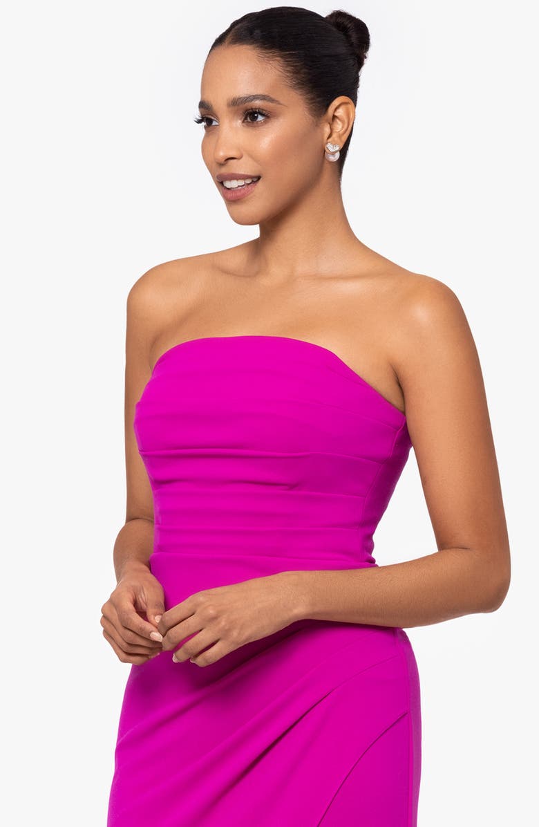 Xscape Evenings Strapless Side Ruched Scuba Crepe Gown, Alternate, color, New Fuchsia