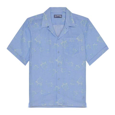 Men Linen Bowling Shirt Bubble 3D