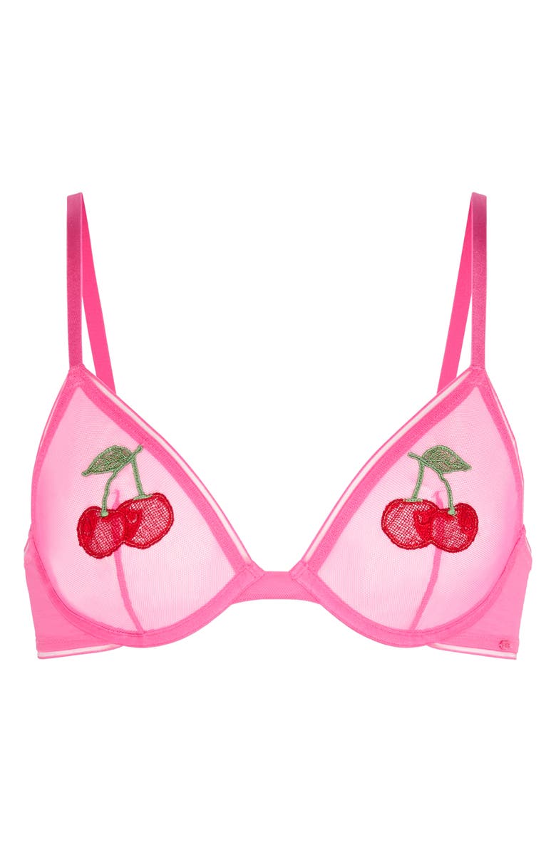 SAVAGE X FENTY Cherry Nouveau Mesh Unlined Bra, Alternate, color, Pink Rascal