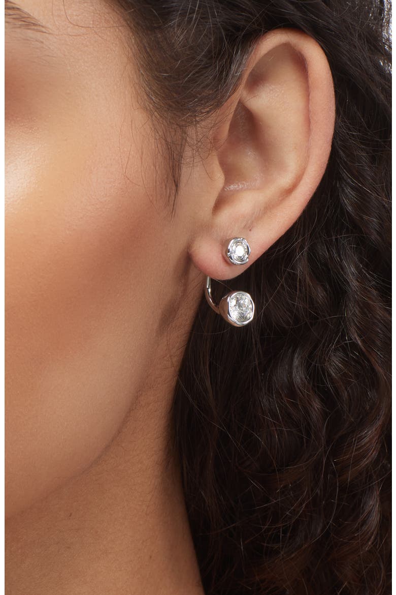 Asterales Cubic Zirconia Studs & Jackets Set, Alternate, color, SILVER
