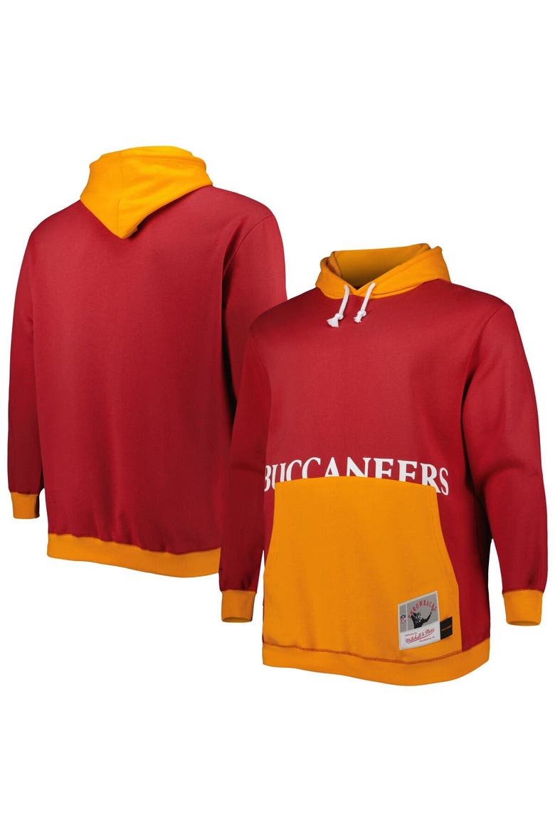 Men's Mitchell & Ness Red/Orange Tampa Bay Buccaneers Big & Tall Big Face Pullover Hoodie, Main, color, Red