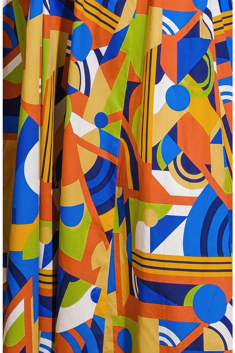 Printed Tie Waist Tiered Maxi Dress, Alternate, color, BLUE RUST