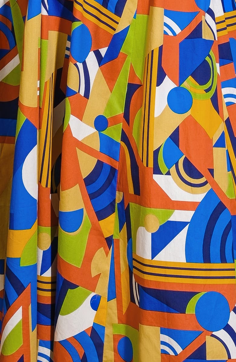 FLYING TOMATO Printed Tie Waist Tiered Maxi Dress, Alternate, color, Blue Rust