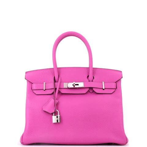 Birkin Handbag Pink Clemence with Palladium Hardware 30