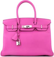 Pre-Owned Hermes Birkin Handbag Pink Clemence with Palladium Hardware 30