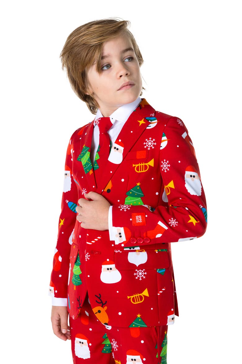 Kids' Festivity Suit, Alternate, color, RED
