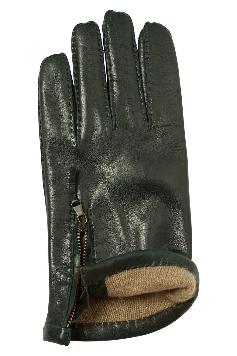 Richard E Cashmere Lined Leather Gloves, Alternate, color, GREEN