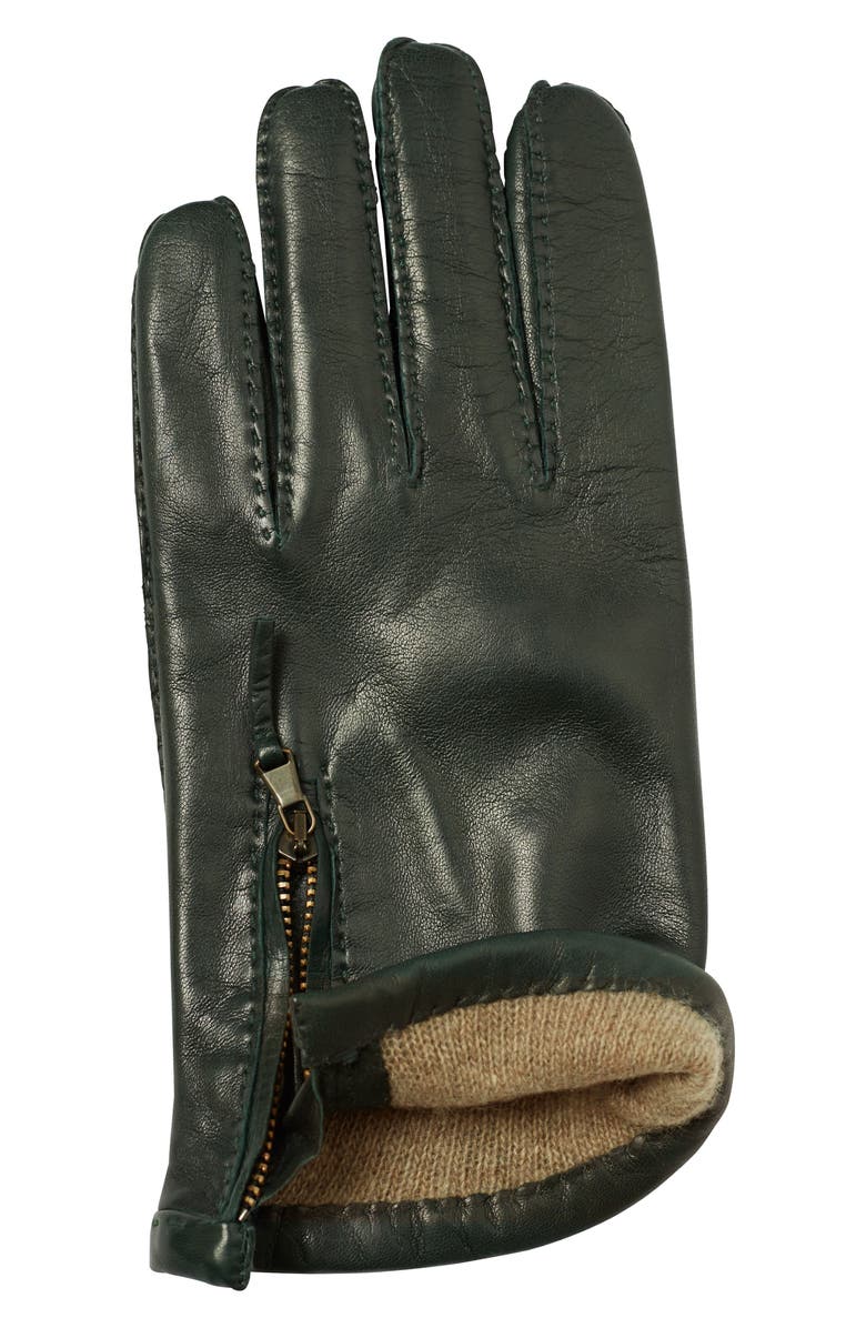 Paula Rowan Richard E Cashmere Lined Leather Gloves, Main, color, Green