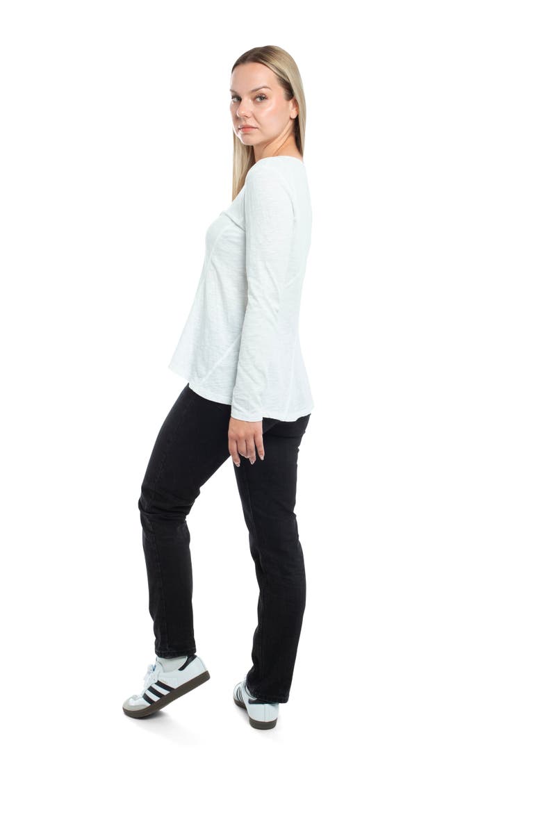 WILT Clothing Round Neck Long Sleeve Tee with Asymmetric Hem & Body Seams, Alternate, color, Black