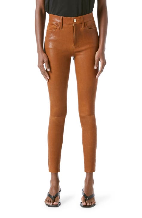 Le High Skinny Leather Pants (Tobacco)