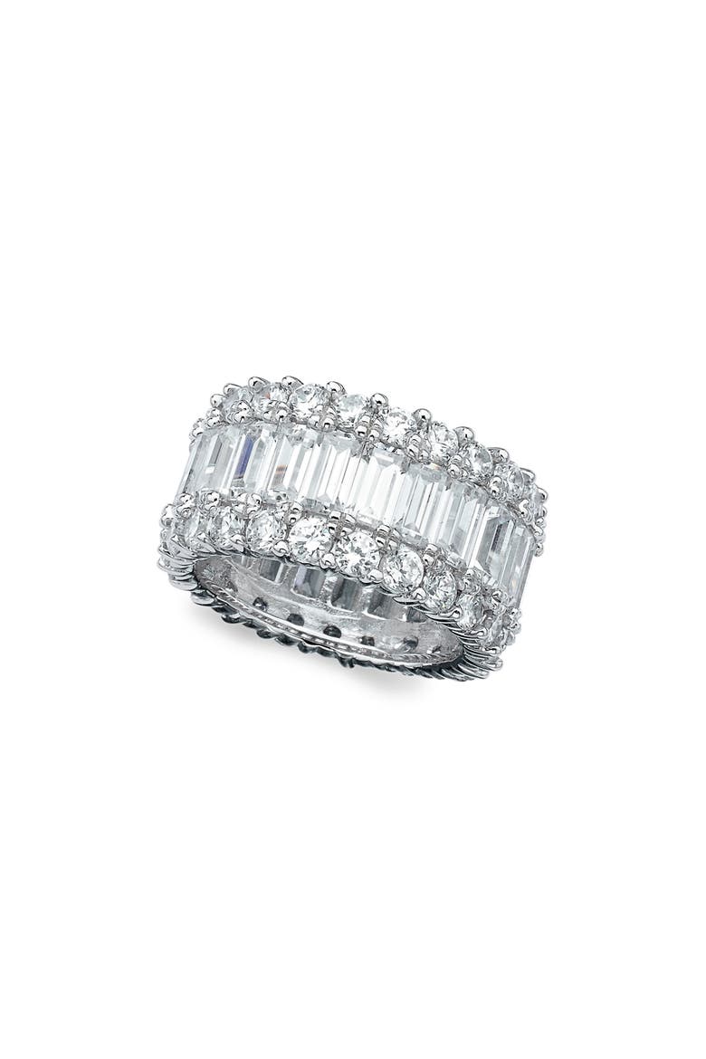 Cubic Zirconia Baguette Eternity Ring, Main, color, PLATINUM