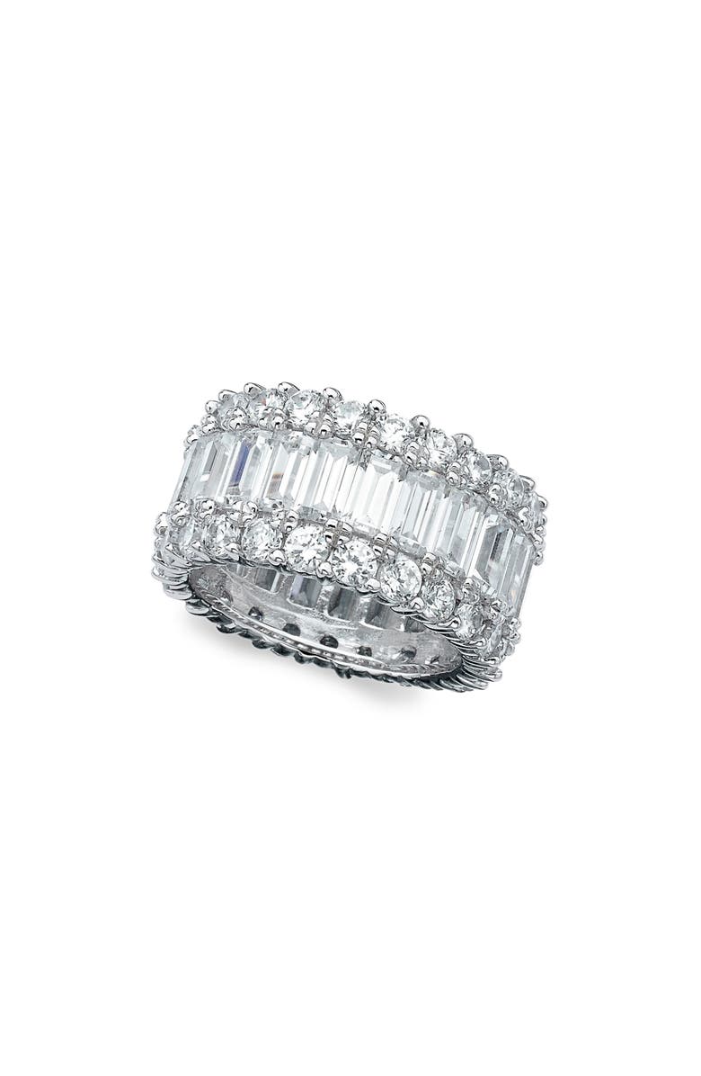 Crislu Cubic Zirconia Baguette Eternity Ring, Main, color, Platinum