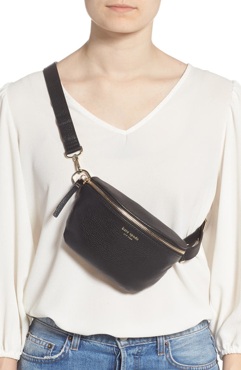 Kate Spade New York medium polly leather belt bag, Alternate, color,