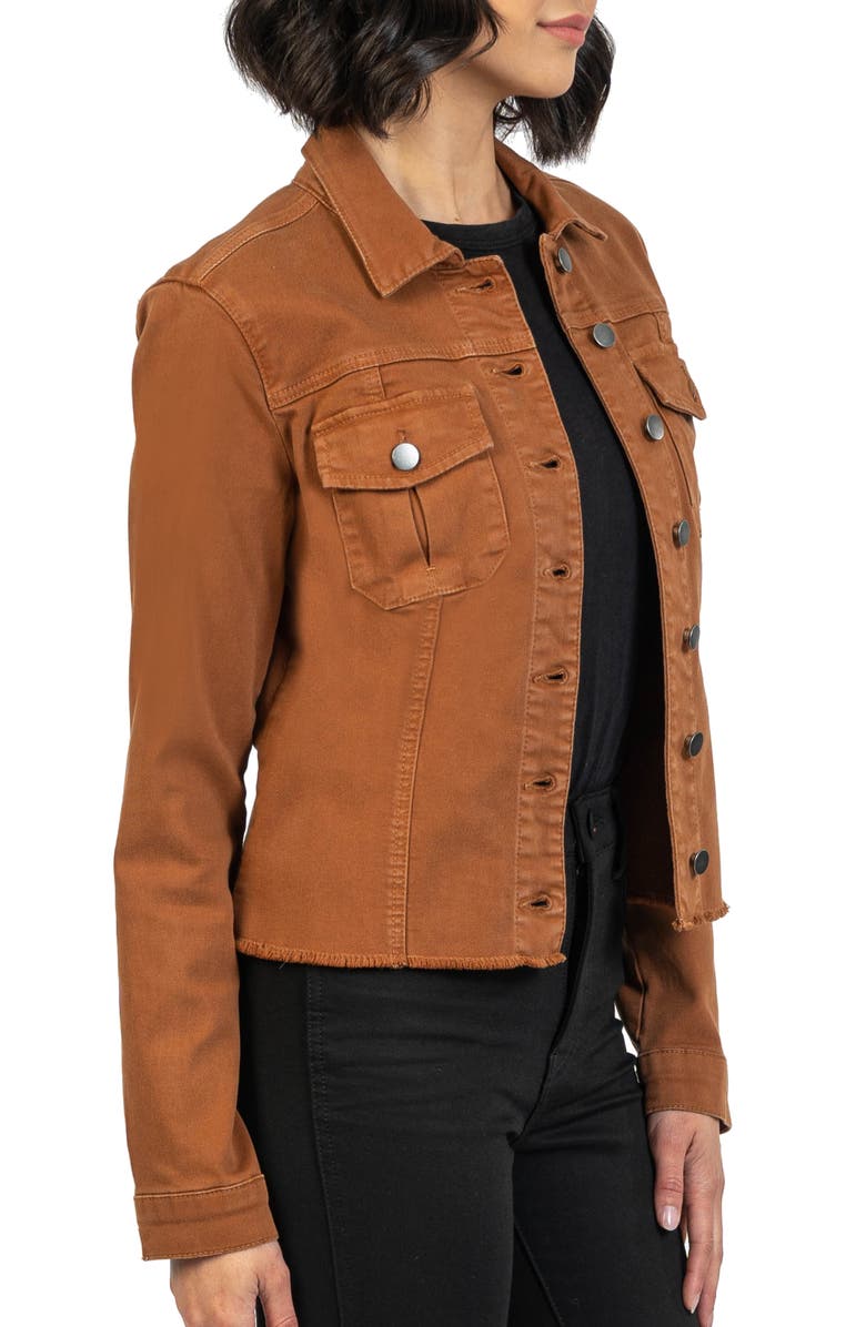 KUT from the Kloth Kara Fray Hem Cotton Blend Trucker Jacket, Alternate, color,