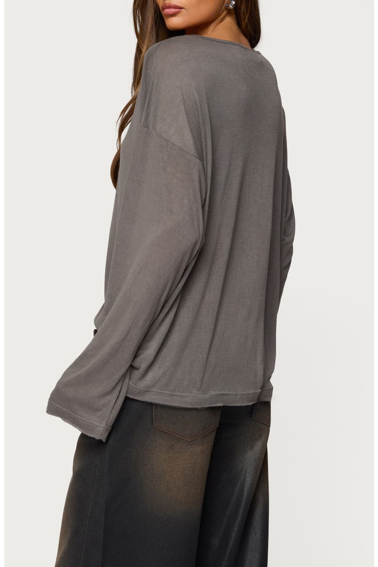 Oversize Semisheer Boat Neck Top, Alternate, color, GRAY