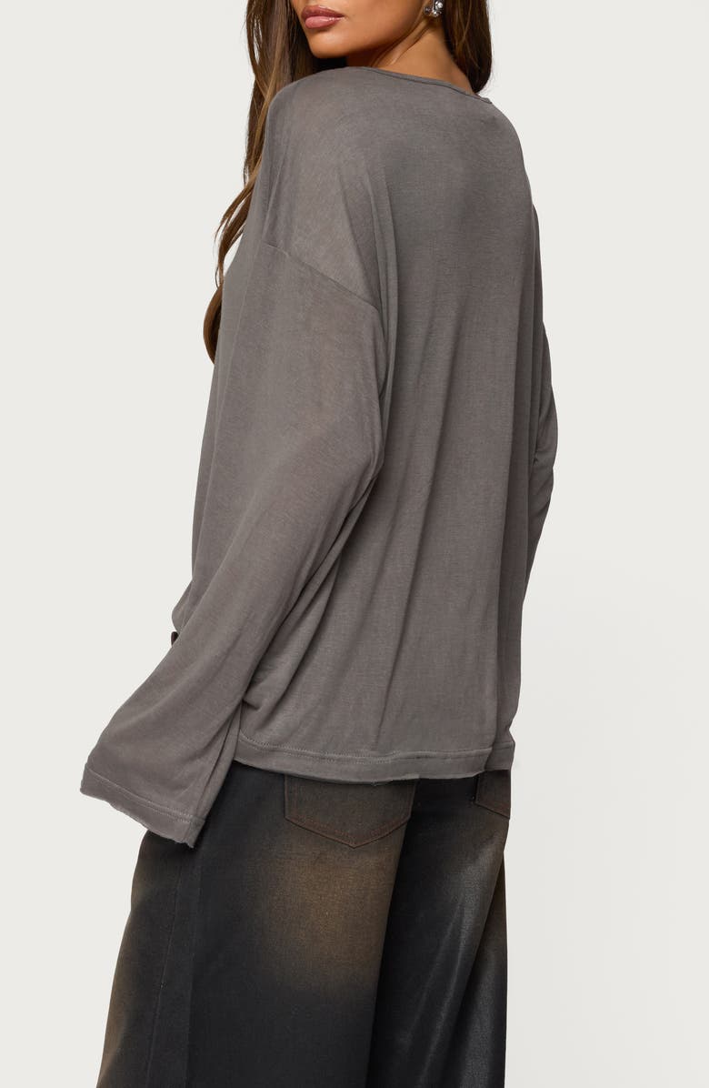 EDIKTED Oversize Semisheer Boat Neck Top, Alternate, color, Gray