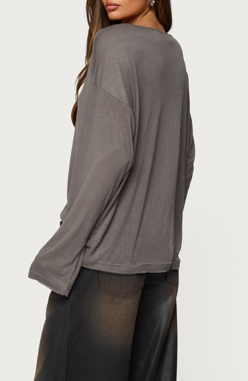 Edikted Oversized Semi Sheer Long Sleeve T Shirt In Gray