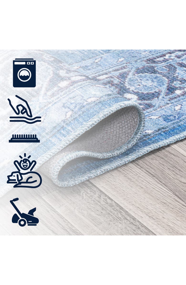 JONATHAN Y Maris Ornate Medallion Machine-Washable Round Area Rug, Alternate, color, Blue/Navy