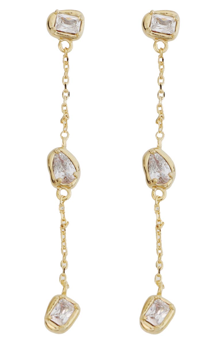 Panacea Crystal Linear Drop Earrings, Main, color, Gold