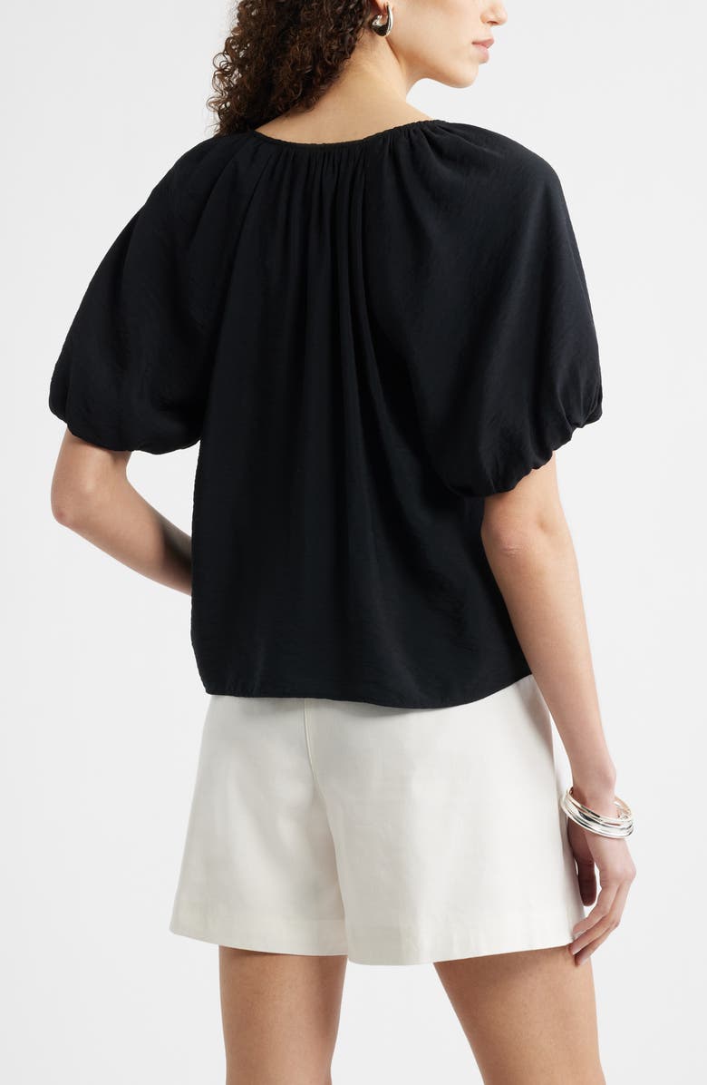 Nordstrom Puff Sleeve V-Neck Shirt, Alternate, color, Black