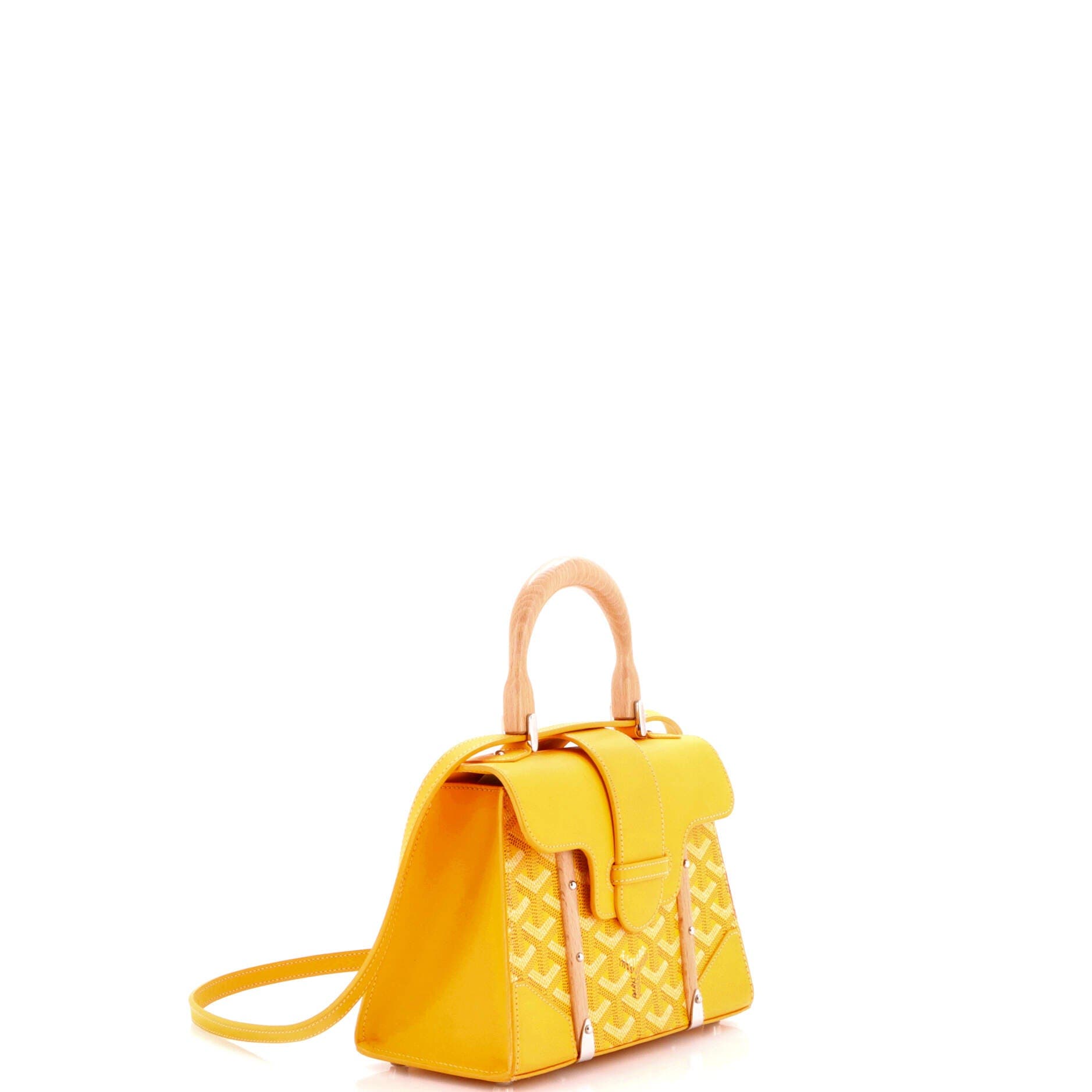 Pre-Owned Goyard Structured Saigon Top Handle Bag Coated Canvas with Leather Mini, Alternate, color, Yellow