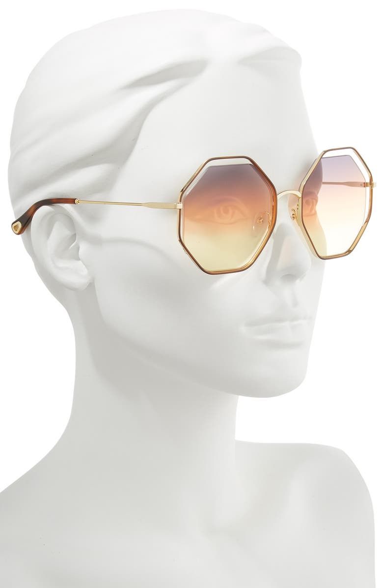 Chloé 58mm Octagonal Halo Lens Sunglasses, Alternate, color,