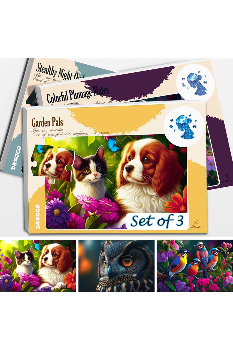 Dementia Puzzle Set for Adults - Large Piece Jigsaw Puzzles for Seniors, Main, color, Animals, Nature, City Life