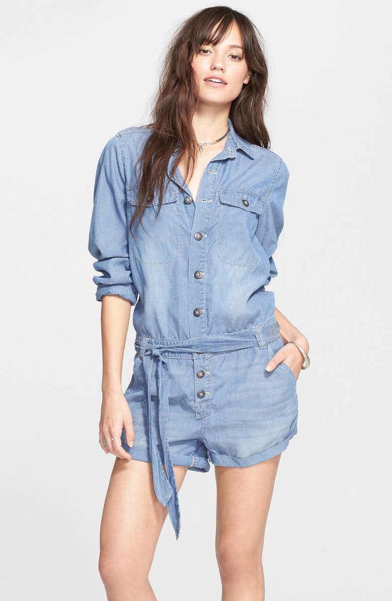Free People Chambray Romper, Main, color,