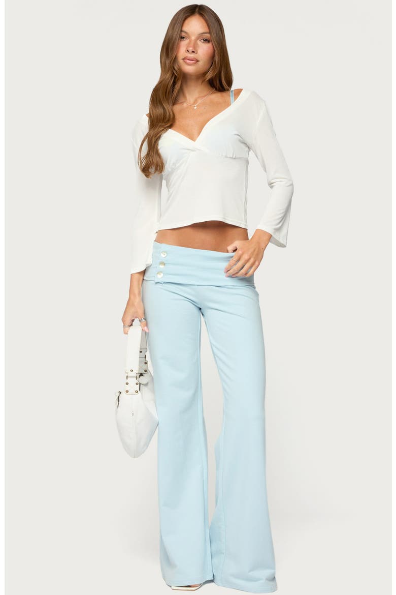 Poppy Wide Leg Button Foldover Pants, Alternate, color, LIGHT-BLUE