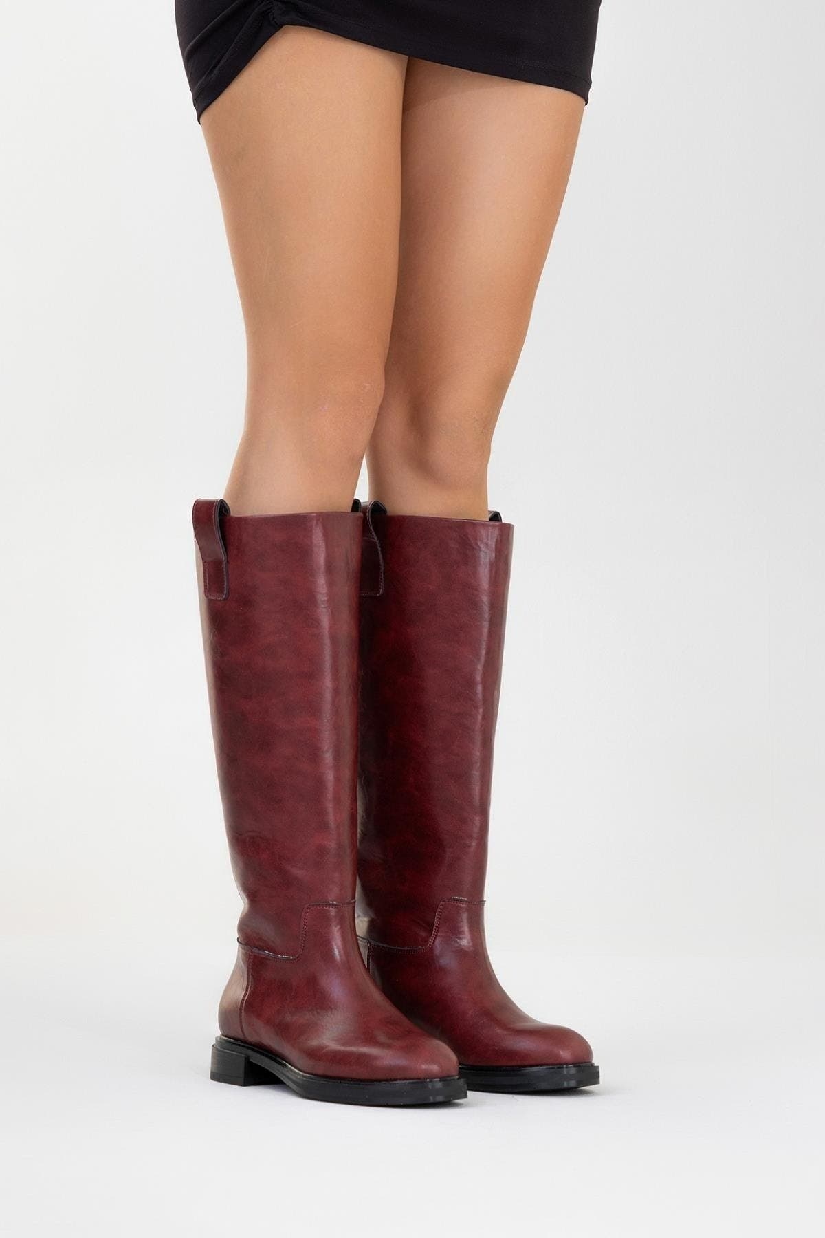 Alaska Pattern Knee High Boot, Alternate, color, Burgundy Faux Leather