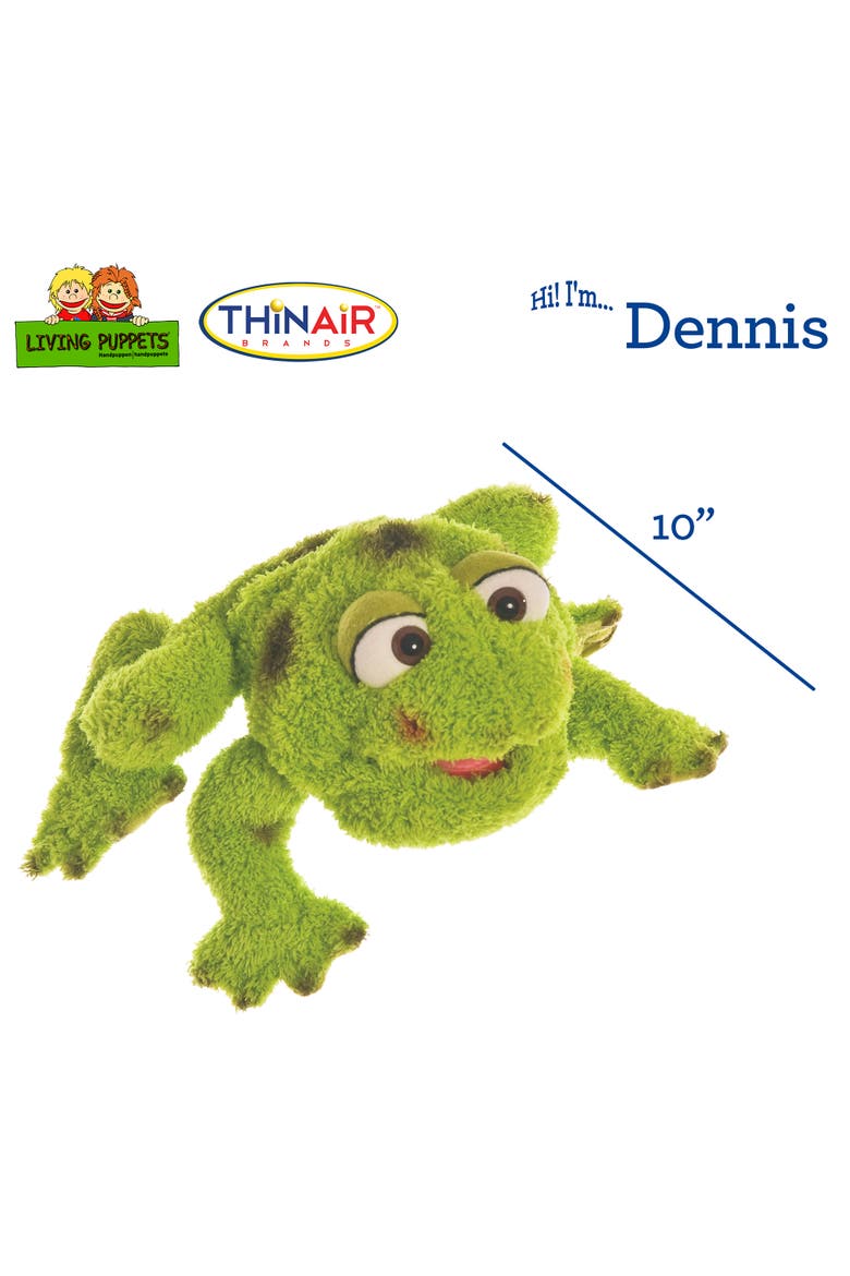 Dennis The Green Frog 10" Plush Hand Puppet, Handmade, Alternate, color, Green