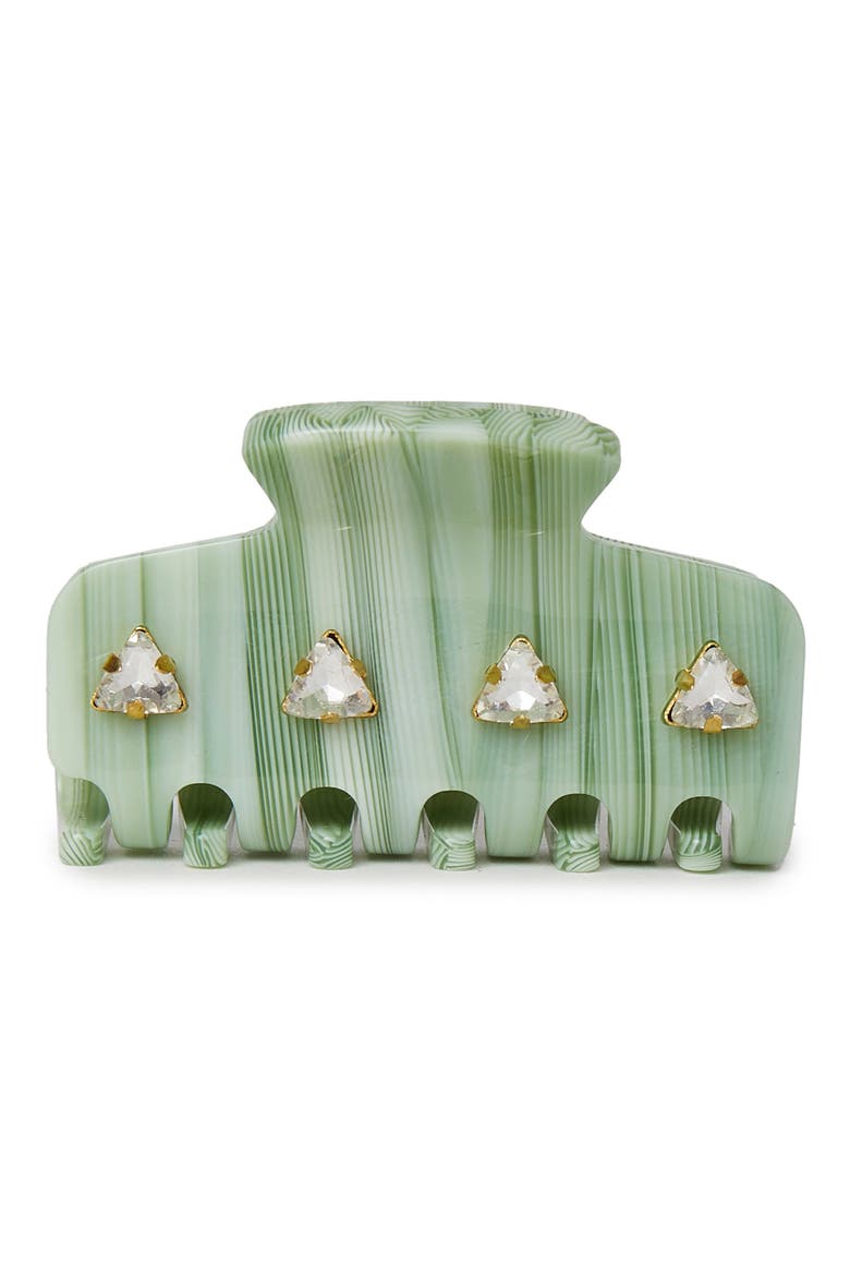 Mini Crystal Jaw Clip, Main, color, SAGE