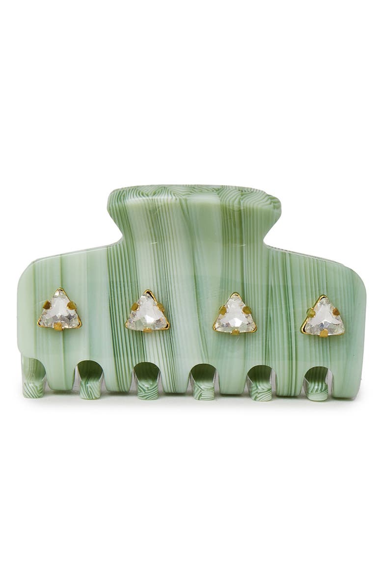 Lele Sadoughi Mini Crystal Jaw Clip, Main, color, Sage