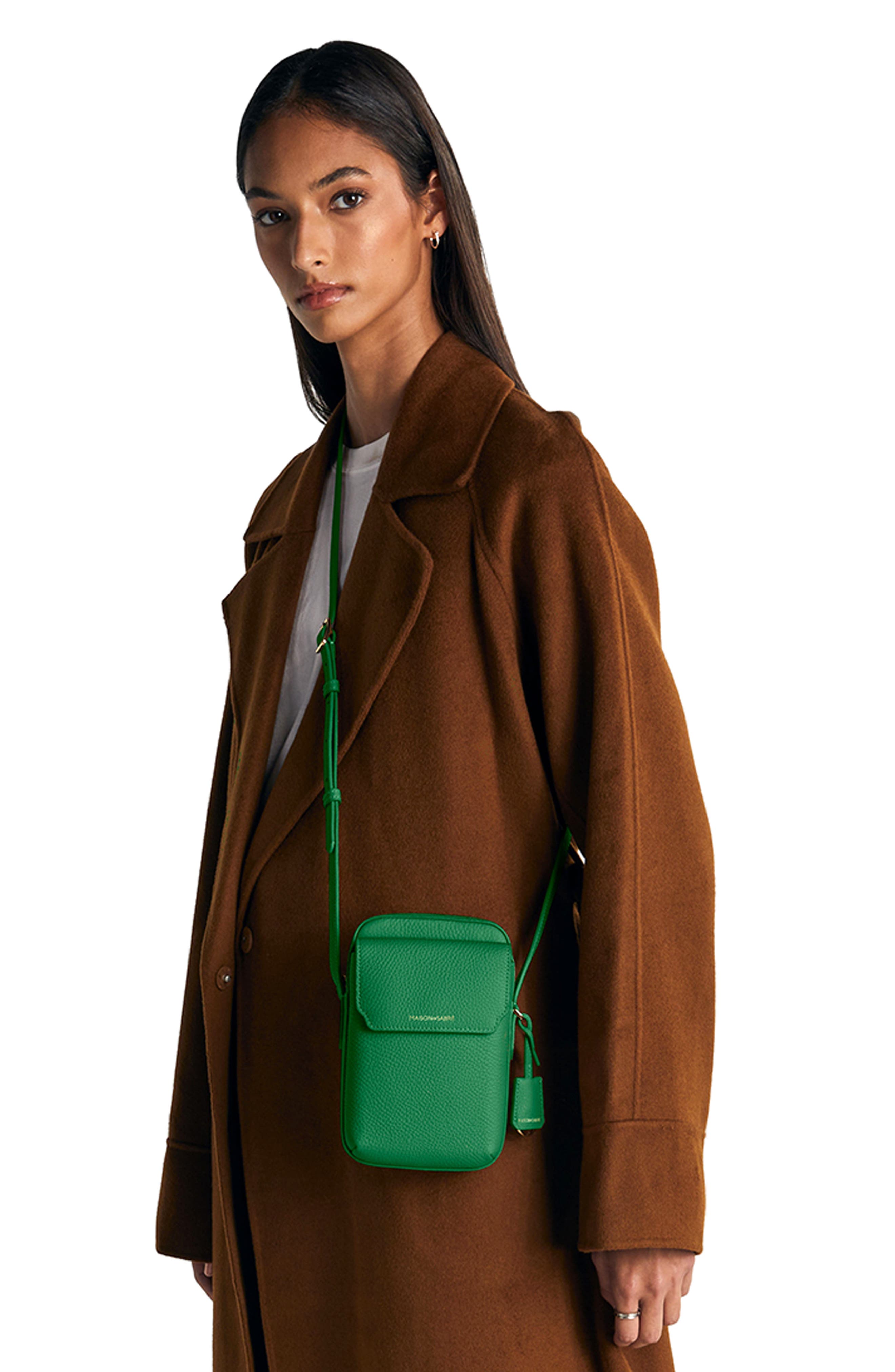 Leather Zip Phone Pouch, Alternate, color, Emerald Green