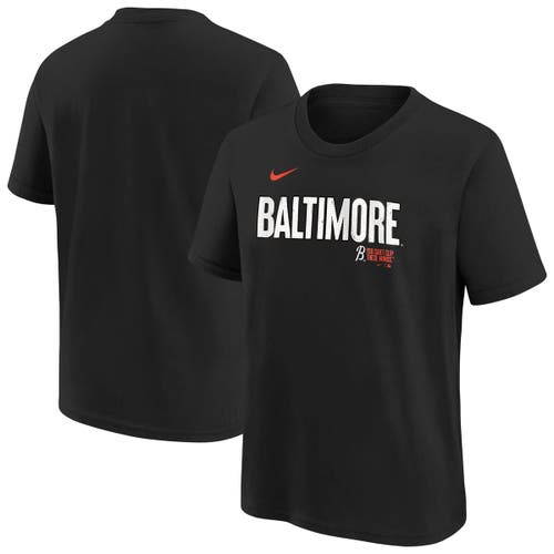 Nike Youth Black Baltimore Orioles City Connect Wordmark T-shirt In Black