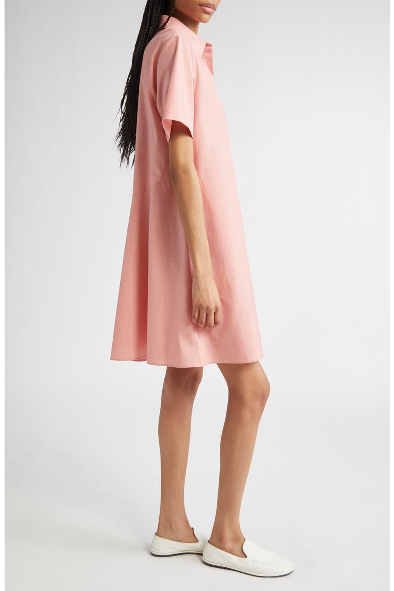 Flounce Hem Slub Cotton Shirtdress, Alternate, color, PASTEL PINK MELANGE