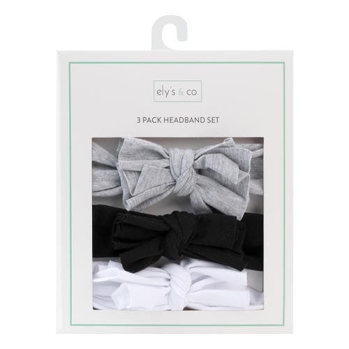 Ely's & Co. 3 Pack Headband Set In Onyx, Heather Grey & White