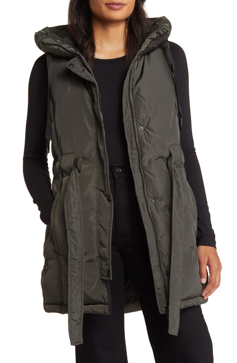 Sam Edelman Belted Hooded Puffer Vest, Alternate, color, 