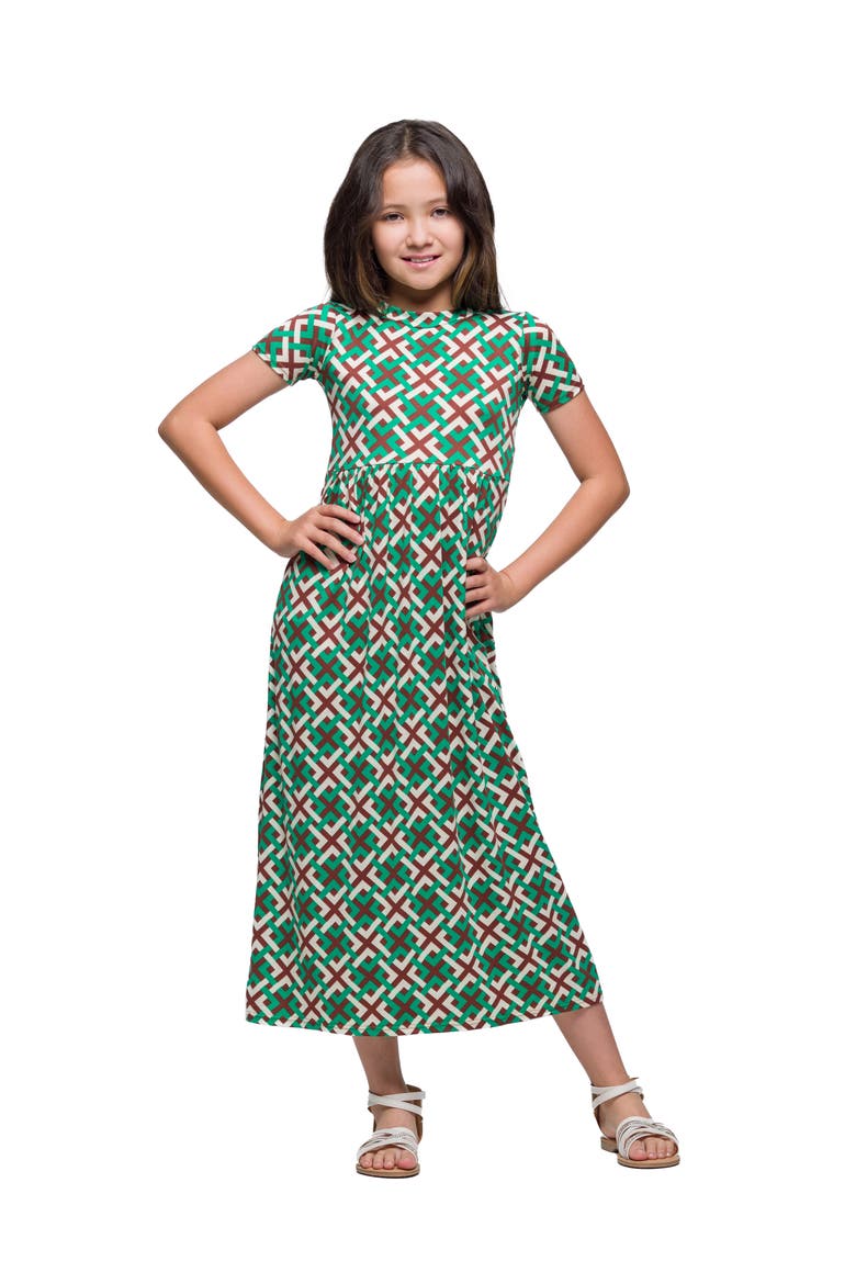 Short Sleeve Green Maxi Dress, Main, color, Green Multi