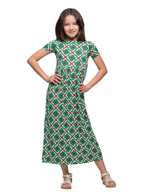 Short Sleeve Green Maxi Dress