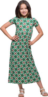 24sevenKid Short Sleeve Green Maxi Dress