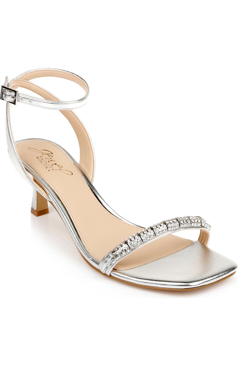 Jewel Badgley Mischka Charisma Kitten Heel Ankle Strap Sandal, Main, color, Silver