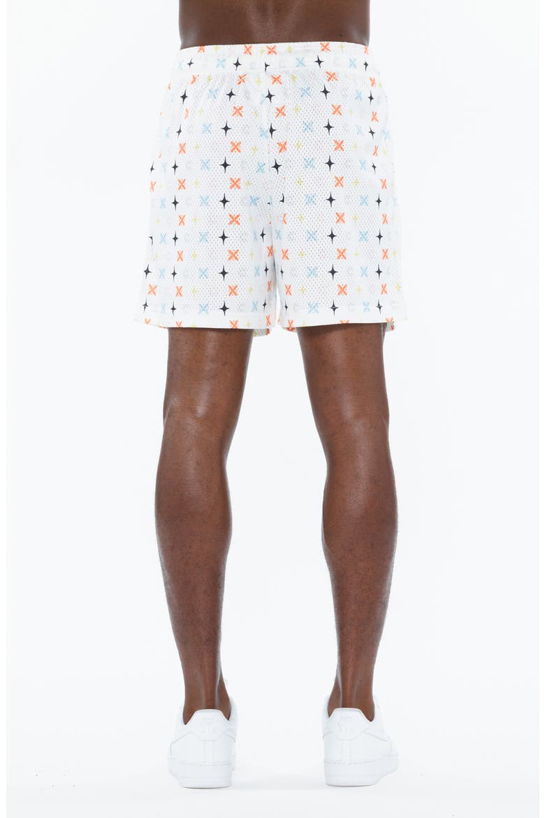 Geo Print Mesh Shorts, Alternate, color, CULT REPEAT PATT WHI