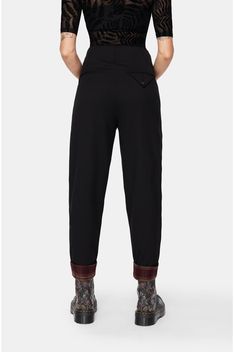 Loura Tapered Leg Check Turn Up Trouser, Alternate, color, Black