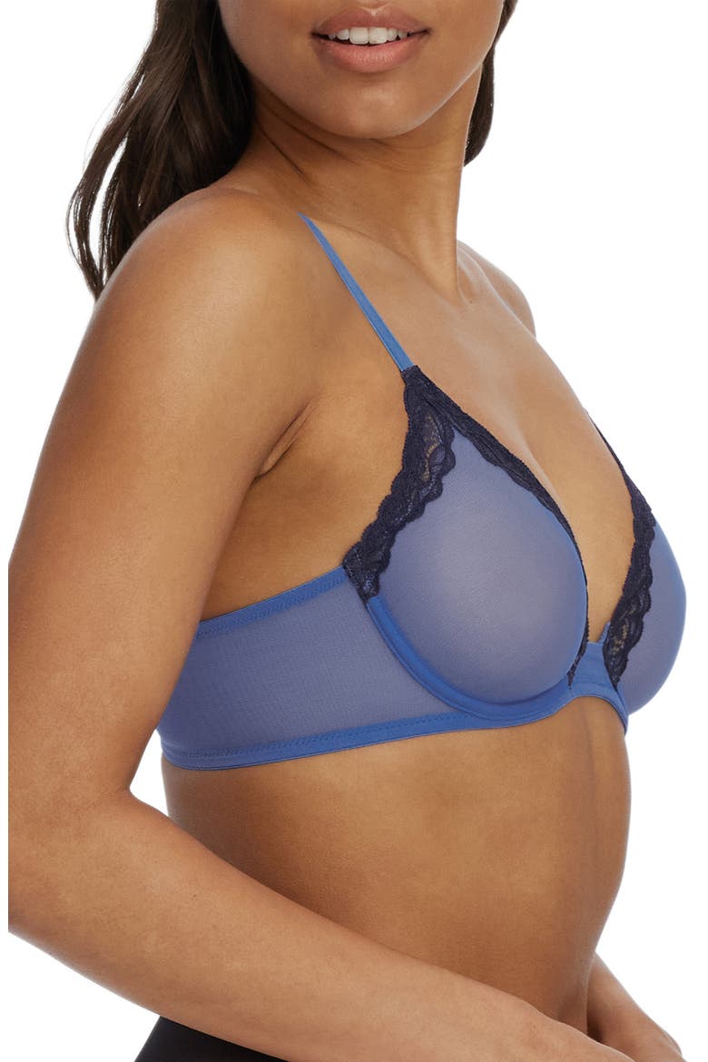 Passion Underwire Plunge Unlined Mesh Bra, Alternate, color, BLUE/ECLIP