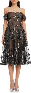 Dress the Population Valeria Sequin Off the Shoulder Cocktail Dress